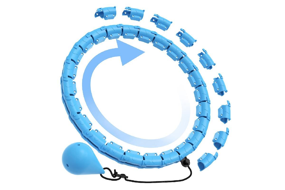 32 Section Weighted Hula Hoop with Massage Rollers - Blue V1308-DSZKI-109-2