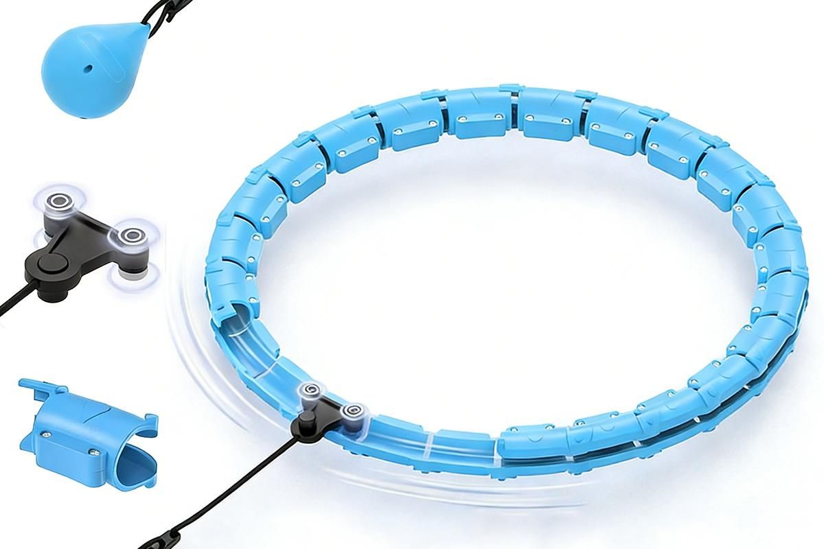 32 Section Weighted Hula Hoop with Massage Rollers - Blue V1308-DSZKI-109-2