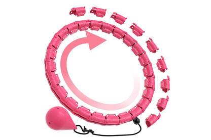 32 Section Weighted Hula Hoop with Massage Rollers - Pink V1308-DSZKI-109-3