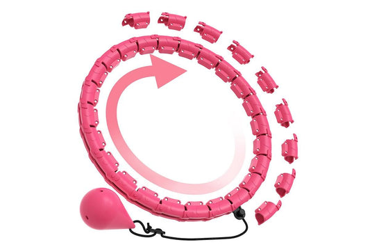 32 Section Weighted Hula Hoop with Massage Rollers - Pink V1308-DSZKI-109-3
