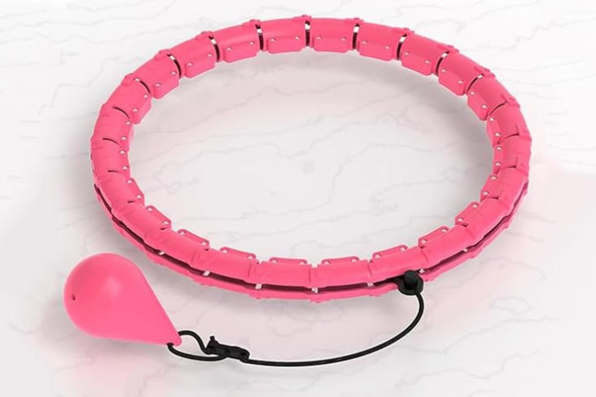 32 Section Weighted Hula Hoop with Massage Rollers - Pink V1308-DSZKI-109-3