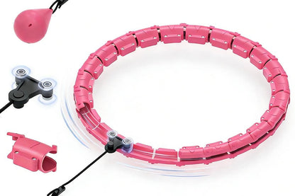 32 Section Weighted Hula Hoop with Massage Rollers - Pink V1308-DSZKI-109-3