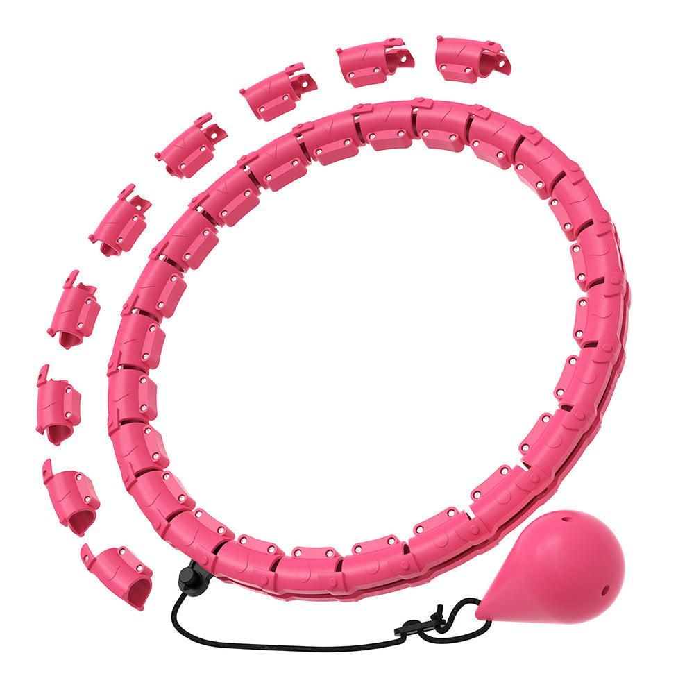 32 Section Weighted Hula Hoop with Massage Rollers - Pink V1308-DSZKI-109-3