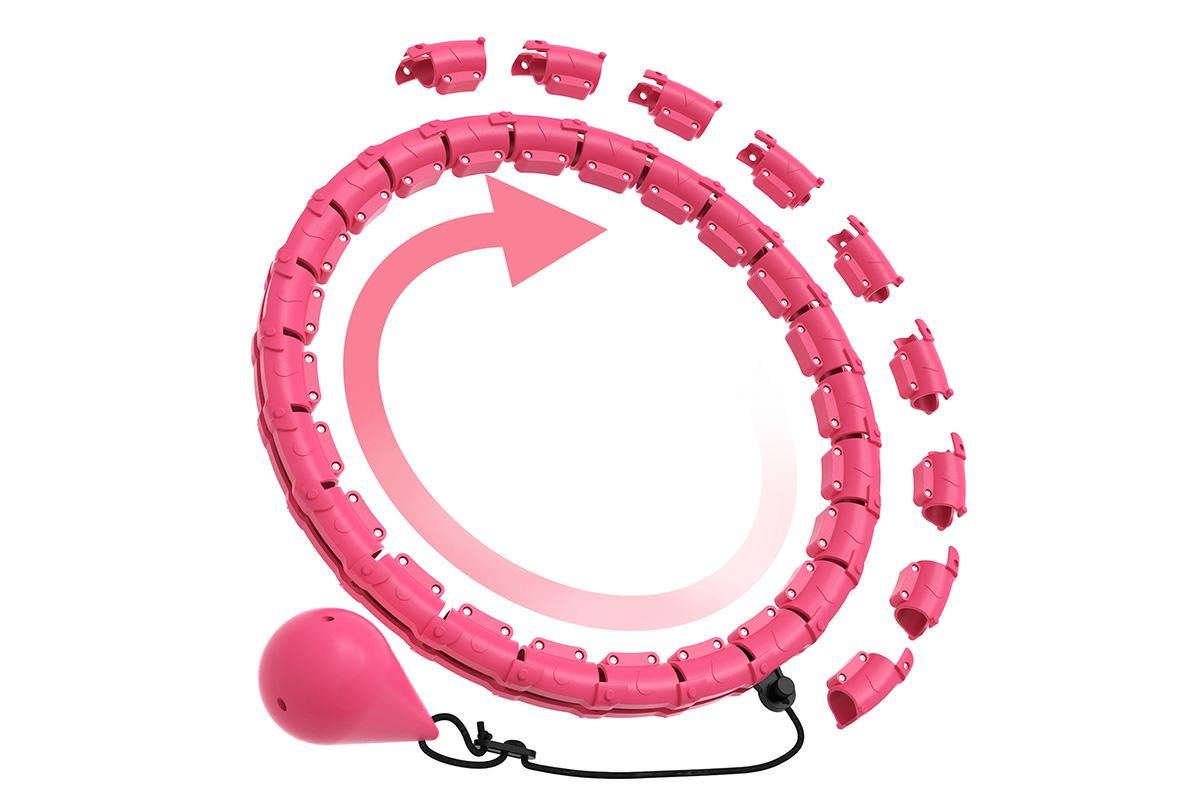32 Section Weighted Hula Hoop with Massage Rollers - Pink V1308-DSZKI-109-3