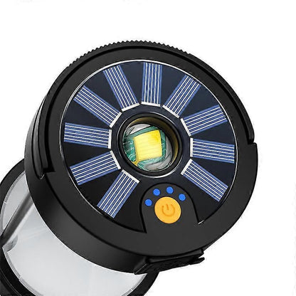 4 In 1 Camping Lamp Rechargeable Portable Solar Lamp Adsorbable Metal Waterproof Camping Lamp(black)