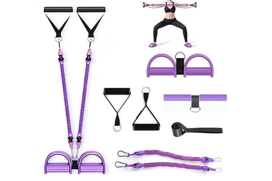 1 Set 4-in-1 Resistance Band Pedal Puller for Sit-Up Home Gym Yoga Pilates - 2 Tubes V1308-DSZKI-113-1