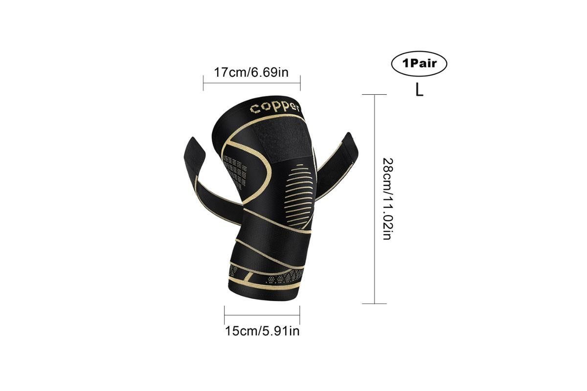 2 Pack Copper Knee Braces with Strap for Knee Pain Women Men Knee Support - L V1308-DSZKI-114-1