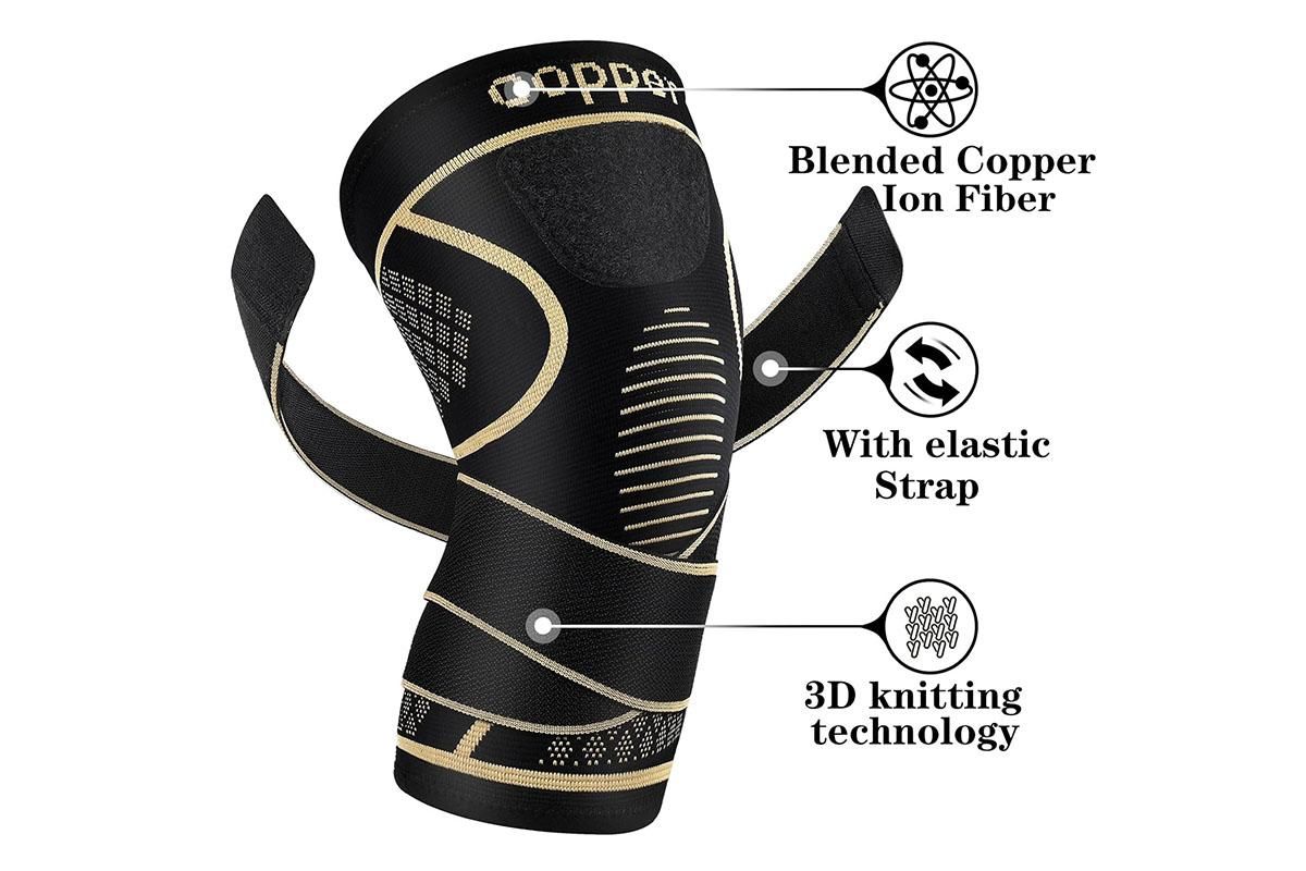 2 Pack Copper Knee Braces with Strap for Knee Pain Women Men Knee Support - M V1308-DSZKI-114-2