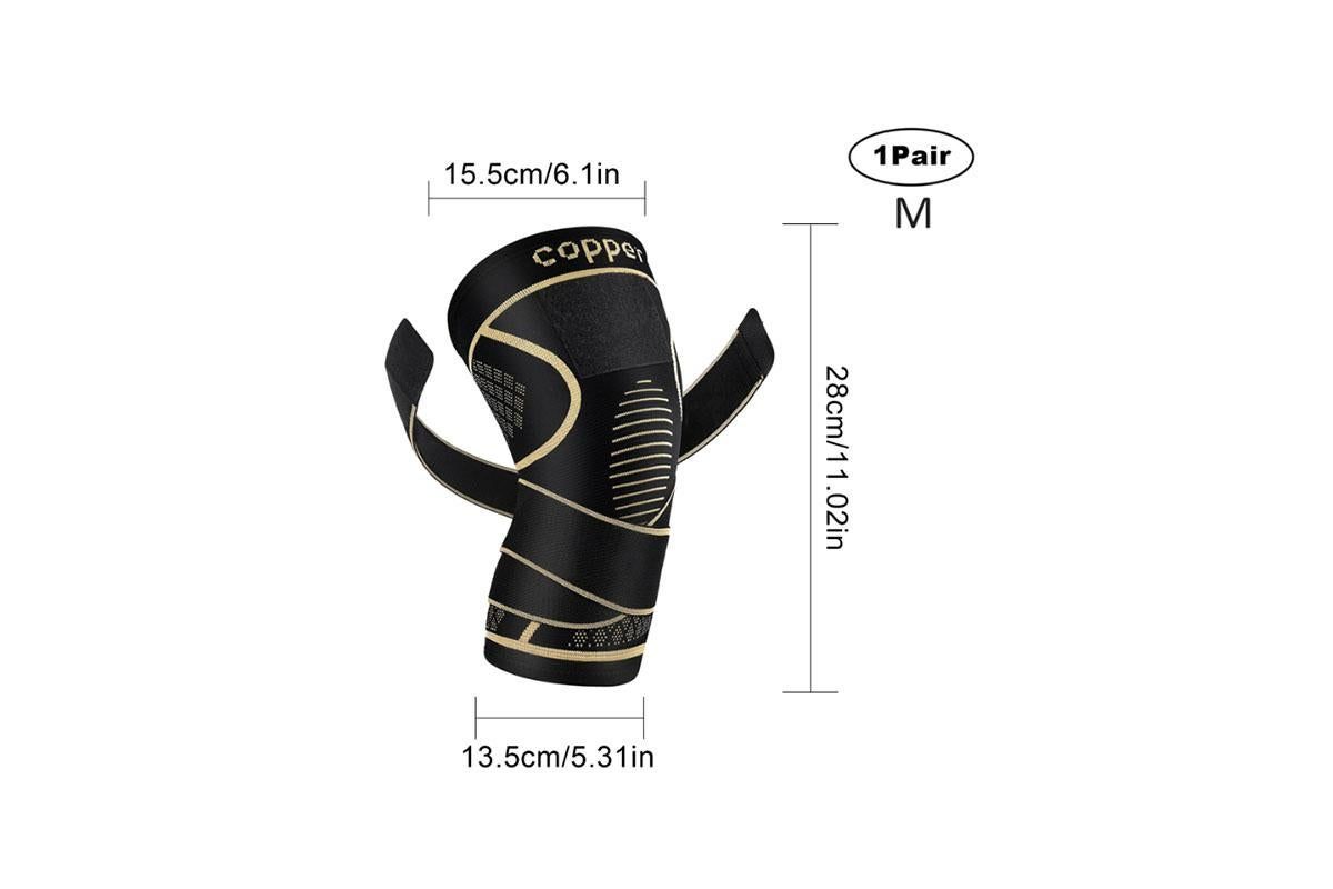 2 Pack Copper Knee Braces with Strap for Knee Pain Women Men Knee Support - M V1308-DSZKI-114-2