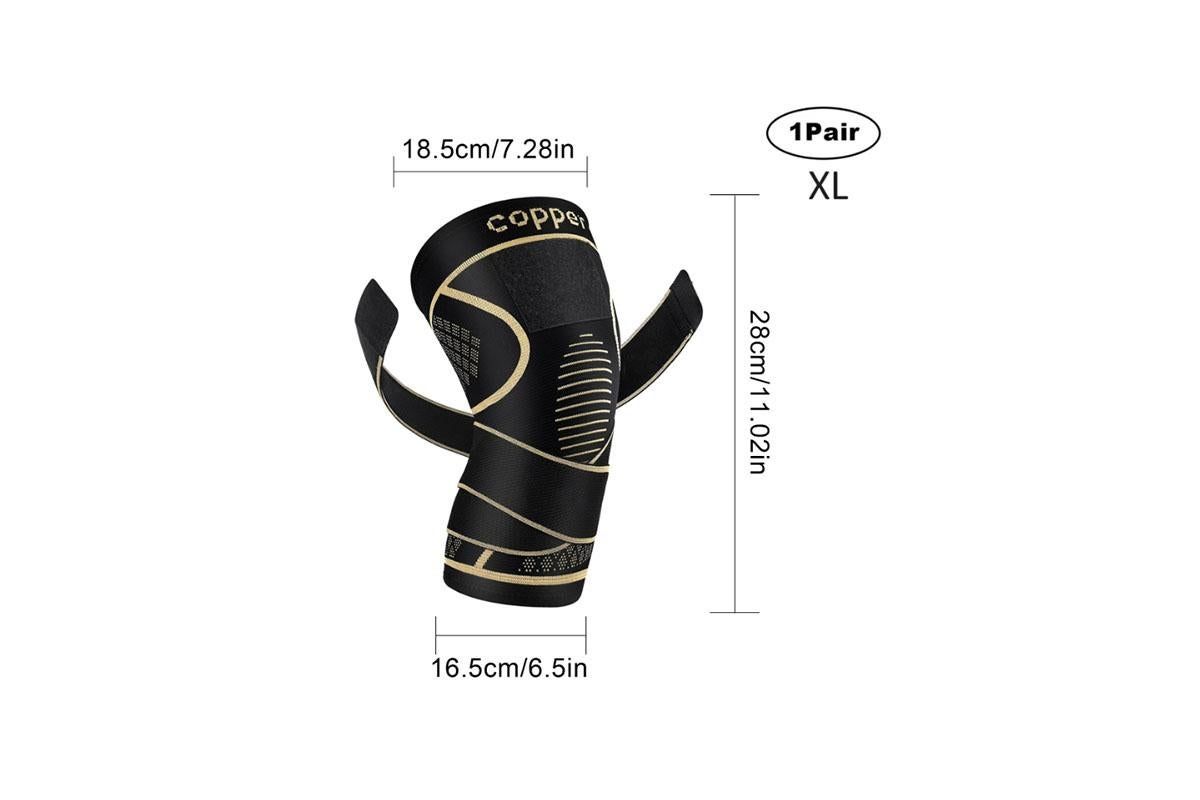 2 Pack Copper Knee Braces with Strap for Knee Pain Women Men Knee Support - XL V1308-DSZKI-114-3