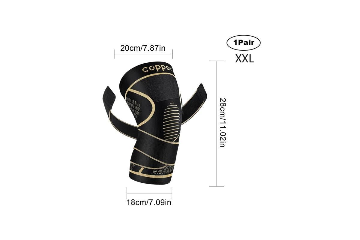 2 Pack Copper Knee Braces with Strap for Knee Pain Women Men Knee Support - XXL V1308-DSZKI-114-4