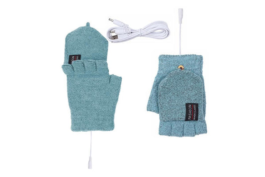 USB Heated Warmer Gloves Half Finger Mitten Electric Heated Gloves for Work Cycling Skiing Outdoor Snow -Green V1308-DSZKI-116-1