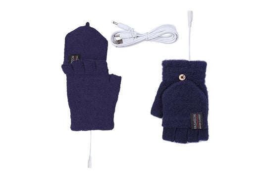 USB Heated Warmer Gloves Half Finger Mitten Electric Heated Gloves for Work Cycling Skiing Outdoor Snow -Navy V1308-DSZKI-116-2