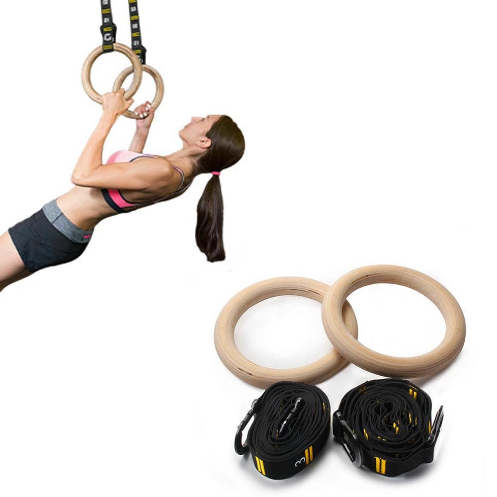 Wooden Gymnastic Rings Set Adjustable Fitness Rings for Home Workouts V1308-DSZKI-121