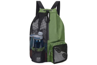 Mesh Beach Backpack with Wet Pocket Drawstring Waterproof Swimming Gym Bag for Men Women - Green V1308-DSZKI-124-2