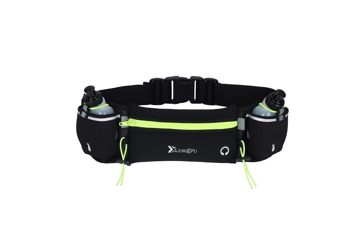 Hydration Running Belt with 2 Water Bottles and Phone Pouch for Marathon Hiking - Green V1308-DSZKI-125-1