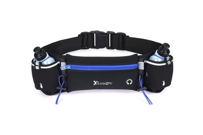 Hydration Running Belt with 2 Water Bottles and Phone Pouch for Marathon Hiking - Blue V1308-DSZKI-125-2
