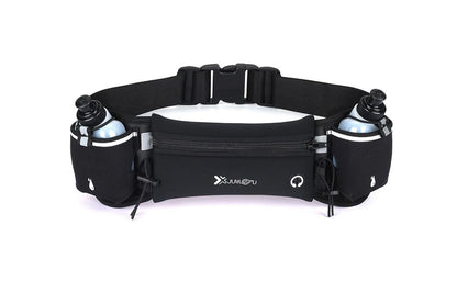 Hydration Running Belt with 2 Water Bottles and Phone Pouch for Marathon Hiking - Blue V1308-DSZKI-125-2