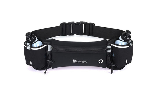 Hydration Running Belt with 2 Water Bottles and Phone Pouch for Marathon Hiking - Black V1308-DSZKI-125-3