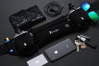 Hydration Running Belt with 2 Water Bottles and Phone Pouch for Marathon Hiking - Black V1308-DSZKI-125-3