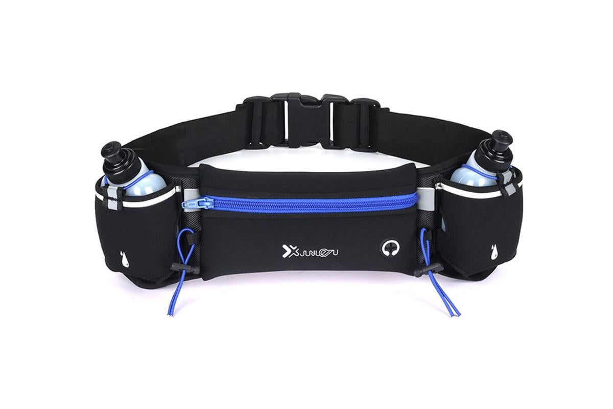Hydration Running Belt with 2 Water Bottles and Phone Pouch for Marathon Hiking - Black V1308-DSZKI-125-3