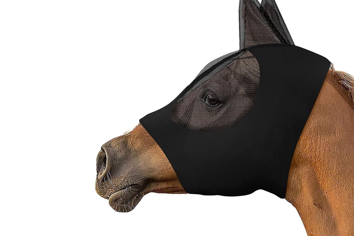 Horse Fly Mask with Ears -Grey V1308-DSZKI-126-3
