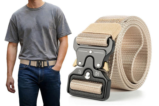 Nylon Tactical Belt Quick-Release for Outdoor Work Daily - Khaki V1308-DSZKI-128-1