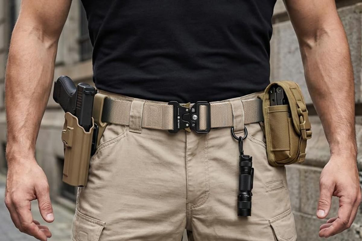 Nylon Tactical Belt Quick-Release for Outdoor Work Daily - Khaki V1308-DSZKI-128-1