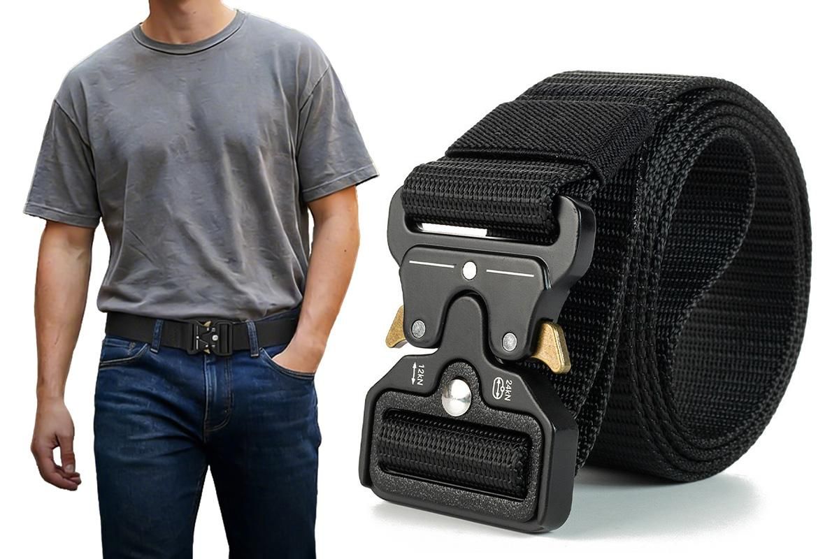 Nylon Tactical Belt Quick-Release for Outdoor Work Daily - Black V1308-DSZKI-128-2