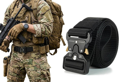 Nylon Tactical Belt Quick-Release for Outdoor Work Daily - Black V1308-DSZKI-128-2