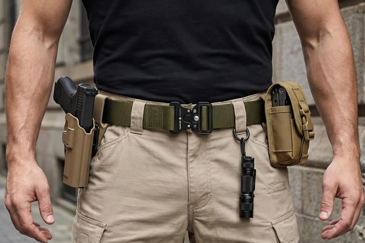 Nylon Tactical Belt Quick-Release for Outdoor Work Daily - Army Green V1308-DSZKI-128-3