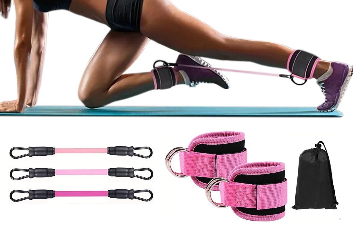6Pcs Ankle Resistance Bands Ankle Bands for Working Out with Cuffs Resistance Bands -Pink V1308-DSZKI-131-2