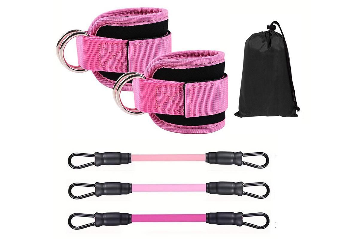 6Pcs Ankle Resistance Bands Ankle Bands for Working Out with Cuffs Resistance Bands -Pink V1308-DSZKI-131-2