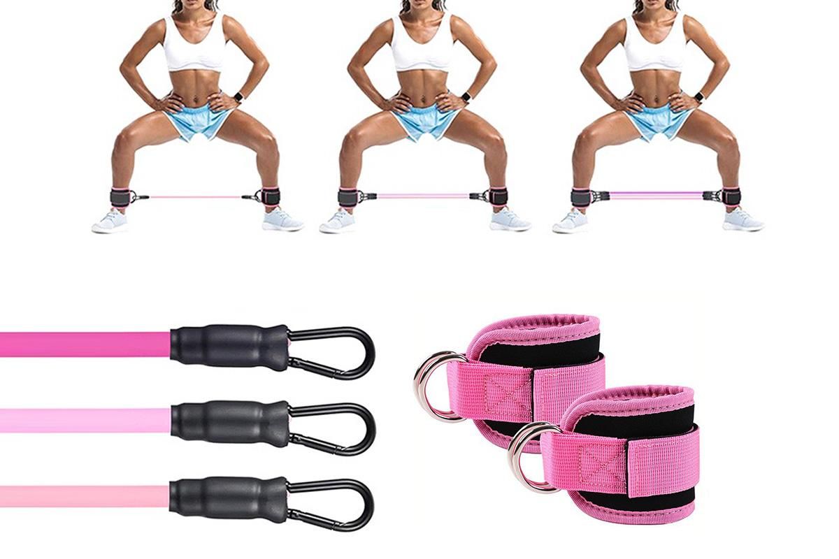 6Pcs Ankle Resistance Bands Ankle Bands for Working Out with Cuffs Resistance Bands -Pink V1308-DSZKI-131-2