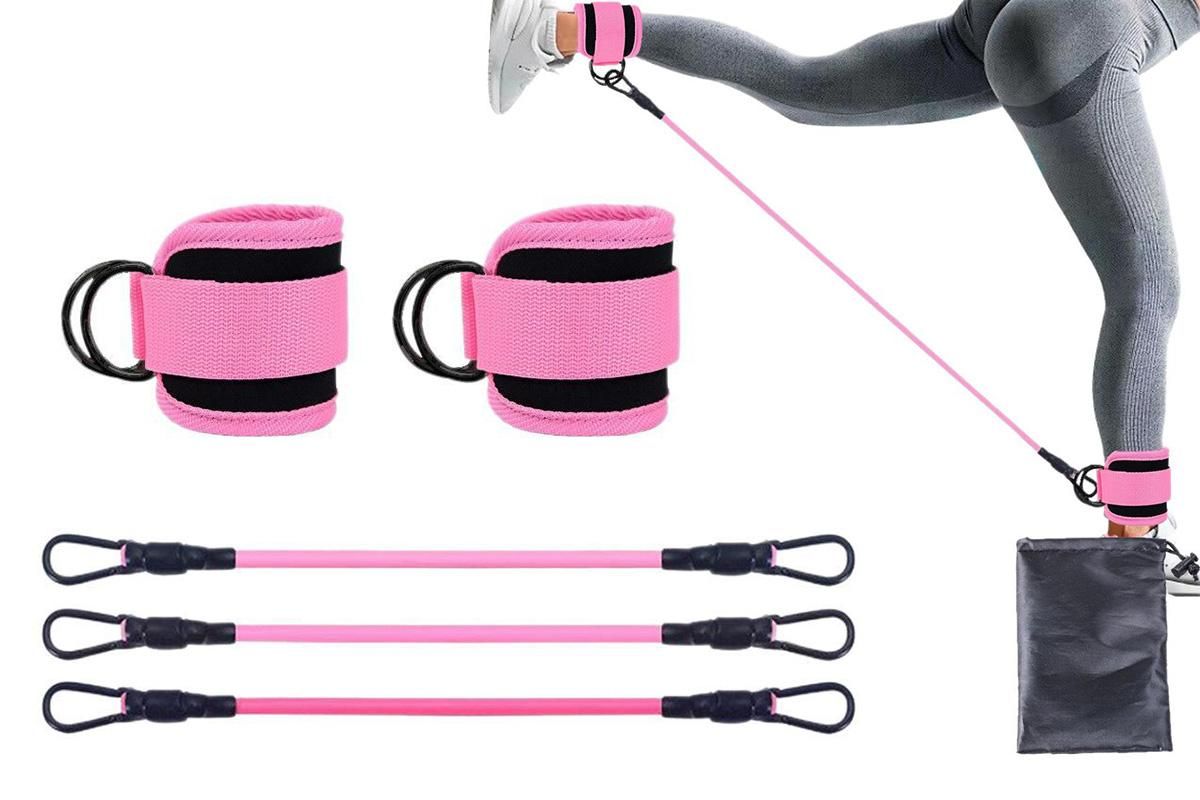 6Pcs Ankle Resistance Bands Ankle Bands for Working Out with Cuffs Resistance Bands -Pink V1308-DSZKI-131-2
