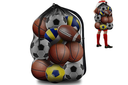 Extra Large Sport Ball Bag Heavy Duty Breathable Mesh Storage Bag With Adjustable Shoulder Strap - Style 1 V1308-DSZKI-140-1