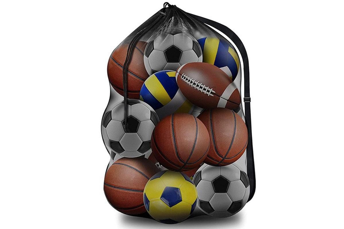 Extra Large Sport Ball Bag Heavy Duty Breathable Mesh Storage Bag With Adjustable Shoulder Strap - Style 1 V1308-DSZKI-140-1