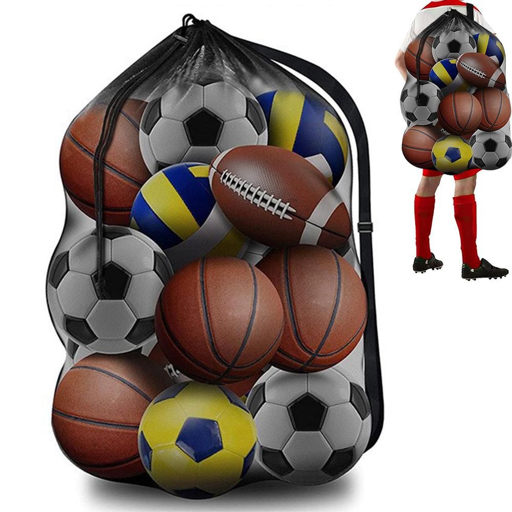 Extra Large Sport Ball Bag Heavy Duty Breathable Mesh Storage Bag With Adjustable Shoulder Strap - Style 1 V1308-DSZKI-140-1