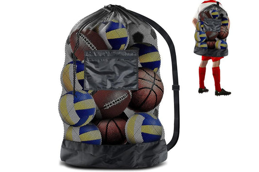 Extra Large Sport Ball Bag Heavy Duty Breathable Mesh Storage Bag With Adjustable Shoulder Strap - Style 2 V1308-DSZKI-140-2