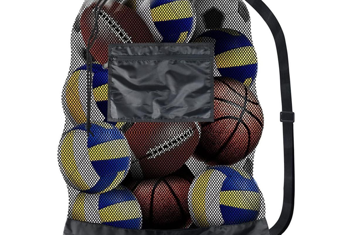 Extra Large Sport Ball Bag Heavy Duty Breathable Mesh Storage Bag With Adjustable Shoulder Strap - Style 2 V1308-DSZKI-140-2
