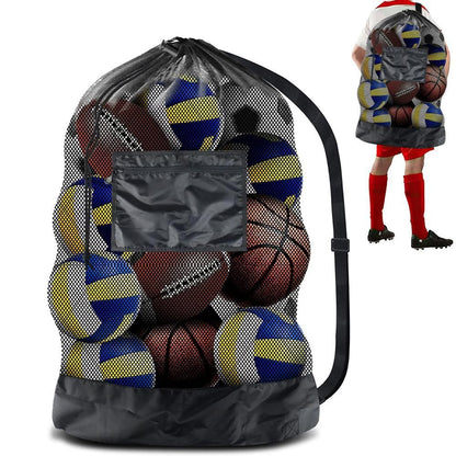 Extra Large Sport Ball Bag Heavy Duty Breathable Mesh Storage Bag With Adjustable Shoulder Strap - Style 2 V1308-DSZKI-140-2
