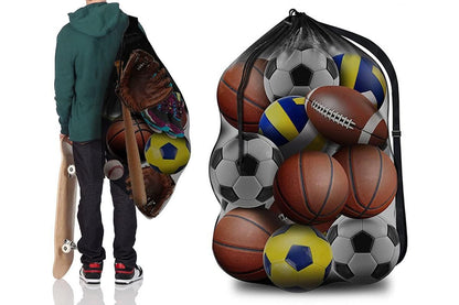 Extra Large Sport Ball Bag Heavy Duty Breathable Mesh Storage Bag With Adjustable Shoulder Strap - Style 2 V1308-DSZKI-140-2