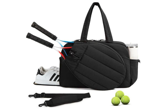 Womens Tennis Gym Bag Sports Tote Fits Two Rackets with Shoe Compartment - Black V1308-DSZKI-142-1