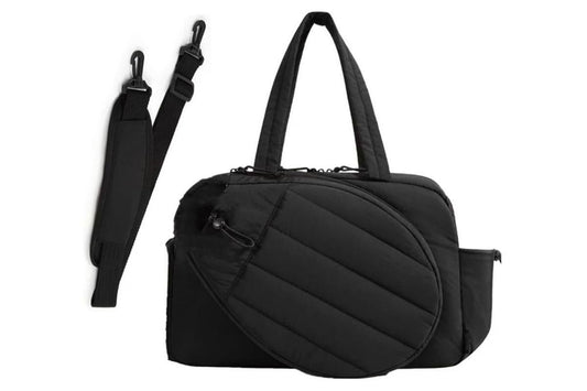 Womens Tennis Gym Bag Sports Tote Fits Two Rackets with Shoe Compartment - Black V1308-DSZKI-142-1