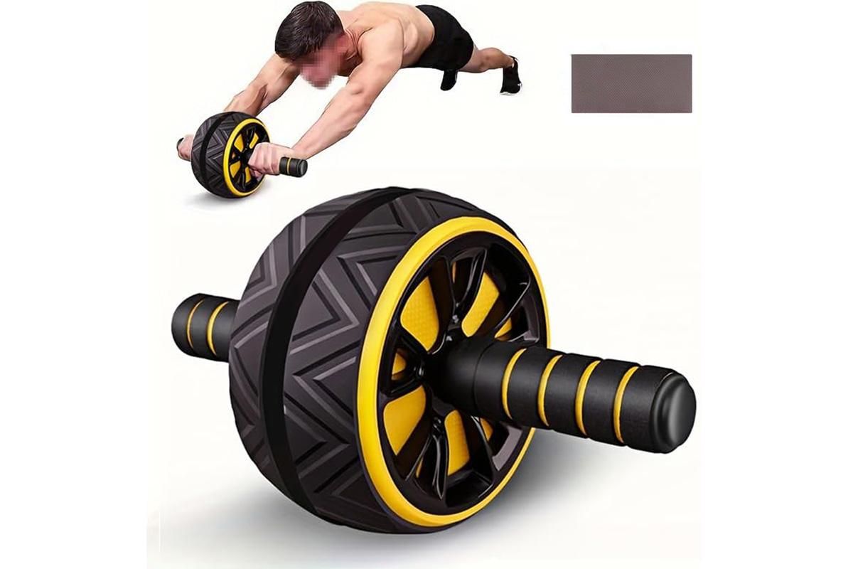 Wide Ab Roller Wheel for Home Gym Core Training - Yellow V1308-DSZKI-145-2
