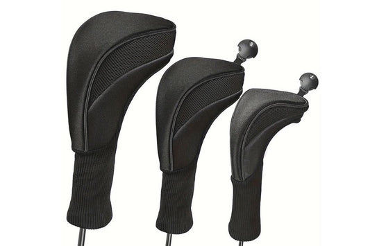 3Pcs Set Golf Club Head Cover for Woods and Driver with Interchangeable Tags 3 4 5 7 X - Black V1308-DSZKI-147-1