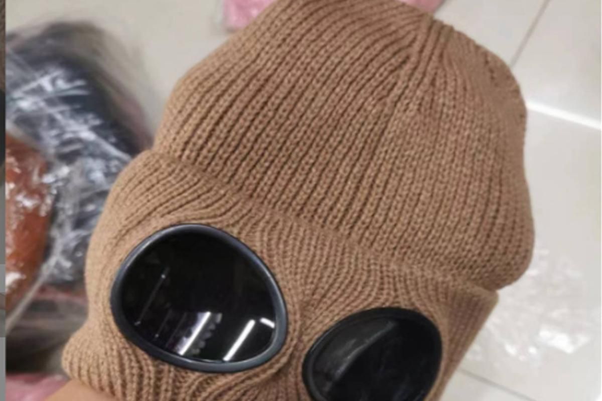 Winter Ski Hat with Goggles - Thermal Knit Beanie for Men & Women - Khaki V1308-DSZKI-148-1