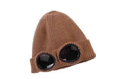 Winter Ski Hat with Goggles - Thermal Knit Beanie for Men & Women - Khaki V1308-DSZKI-148-1