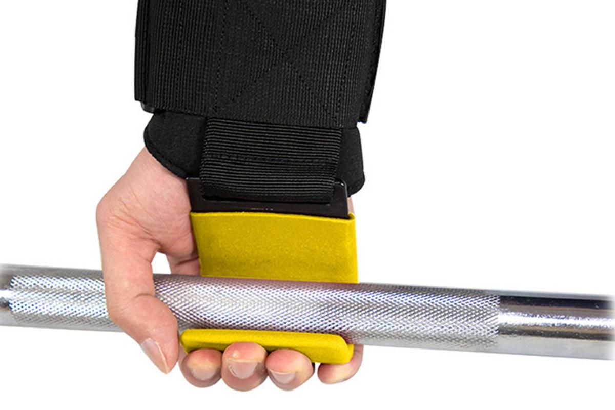 2pcs Weight Lifting Hook Hand Grip Support Wrist Straps Powerlifting Grips Gym Gloves(Yellow) V1308-DSZKI-149-4