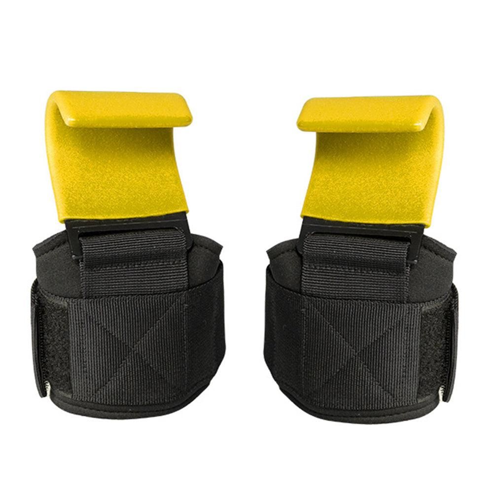 2pcs Weight Lifting Hook Hand Grip Support Wrist Straps Powerlifting Grips Gym Gloves(Yellow) V1308-DSZKI-149-4